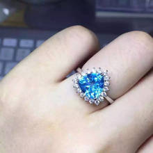 Кольцо с натуральным синим топазом, кольцо с натуральным драгоценным камнем из серебра 925 пробы, Трендовое Простое Элегантное треугольное женское праздничное ювелирное изделие 2024 - купить недорого