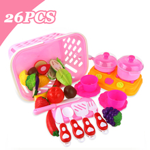 Conjunto de brinquedos em miniatura para crianças, 26 peças, brinquedos de plástico, frutas, vegetais, corte de comida, brinquedos educativos infantis 2024 - compre barato