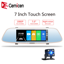 Cemicen 7 inch Full HD 1080P Dash Cam DVR Dash Camera Rearview Mirror Touch Screen Dual Lens Video Recorder Auto Car Camera DVR 2024 - buy cheap