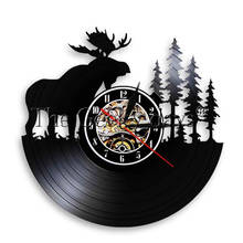  Wild Woodland Animal Forest Bull Elk Wall Clock Wildlife Exclusive Hanging Lamp Vinyl Record Clock Wall Art 2024 - buy cheap