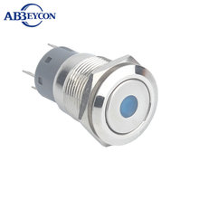 19mm Flat Round Self-Locking Blue 12V Dot Light Illuminated Waterproof IP65 ON-OFF Pin Terminal Metal Shell Push Button Switch 2024 - buy cheap