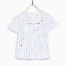 Little Maven-ropa de verano para niños, camisetas cortas de cuello redondo con letras A rayas blancas y azules, de punto de algodón de calidad, informales, nuevas 2024 - compra barato