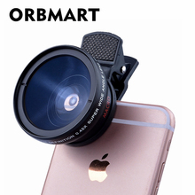 ORBMART Universal Clip Professional HD Camera Lens Kit 0.45x Super Wide Angle Lens + 12.5x Super Macro Lens Mobile Phone Lense 2024 - buy cheap