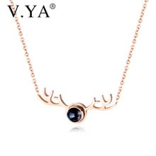 V.YA Titanium steel ladies antler necklace A deer clavicle chain Valentine Day Pendant Jewelry Anniversary Necklace For Women 2024 - buy cheap