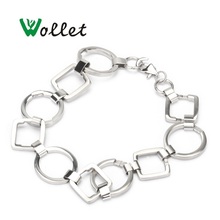 Wollet Jewelry 316L Stainless Steel Bracelet For Women Men Round Square Silver Color No Plating Simple Design 2024 - buy cheap