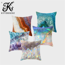 Simple Geometric Cushion Cover Color Gem Crystal Marble Grain Art Printing Polyester Decorative Home Sofa Pillow Cover 45*45cm 2024 - buy cheap