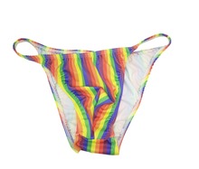 Cueca masculina gay, biquíni listrado de nylon com cintura estreita, arco-íris, bolsa para pênis, roupa íntima, listras para homens 2024 - compre barato