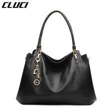 CLUCI Women Handbags Real Cow Leather Black/Red/Blue/Purple/Brown Zipper Soft High Quality Women Shoulder Bags Neverfull Totes 2024 - buy cheap