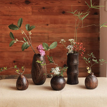 Vaso de flores de bambu para decoração de casa, vaso de madeira vintage para decoração artesanal de casamento, presente, garrafa de decoração para casa 2024 - compre barato