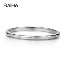 BAIHE-anillo de oro blanco de 14K con diamantes naturales para mujer y hombre, sortija de boda redonda, joyería fina, a la moda 2024 - compra barato