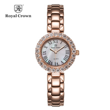Luxury Jewelry Lady Women's Watch Fine Fashion Hours Stainless Steel Bracelet Rhinestone Gold Plated Girl Gift Royal Crown Box 2024 - buy cheap