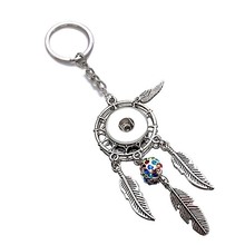 New Natural Opal Stone Dreamcatcher Keyring Fashion Boho Jewelry Feather 18mm Snap Button Keychain For Women Men 2024 - buy cheap