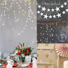 Guirnaldas de estrellas doradas de 4M, decoración de papel para fiesta de cumpleaños, guirnaldas de papel con forma de estrella, decoración de pared de habitación para bodas y niños, HG0185 2024 - compra barato