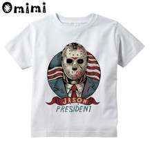 Camiseta con estampado de Jason para niños y niñas, camisa de manga corta, divertida, Punk, Calavera, color blanco 2024 - compra barato