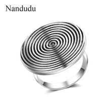 Nandudu Ретро тайское серебристого цвета круглые кольца для женские роскошные Винтаж коктейльное кольцо, кольца на палец бижутерия подарок R2085 2024 - купить недорого