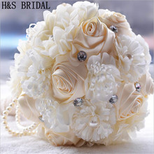 Ramo de flores artificiales de estilo árabe, flor de dama de honor nupcial, ramos de novia con perlas de cristal 2024 - compra barato