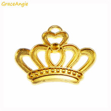 GraceAngie 90PCS Wholesale Crown Shape Gold Color Pendant Necklace Jewelry Charms Women Bracelet Handmade DIY Finding Accessory 2024 - buy cheap