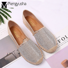 high quality fall crystal fisherman shoes women spring summer loafers casual slip on shoes woman ballet flats straw knitted shoe 2024 - buy cheap