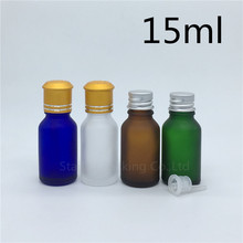 Travel Bottle 15ml Green Blue Amber Transparent Frosted Glass Bottle, Vials Essential Oil Bottle With Aluminum Cap 2024 - buy cheap
