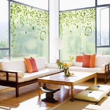 Water-proof Window Film Decorative Green Leaf Home Frosted Opaque Static Privacy Balcony Bathroom Kitchen Decals Glass Sticker 2024 - buy cheap