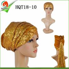 HQT18 African Sequince Heatie Scarf Turban Indian head Gele with Sequins Elegant Velvet Turban for Women Headtie 2024 - buy cheap