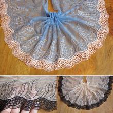 2 Meters 2017 Hot Women Embroidery Doll Lace Fabrics High Quality 18cm Blue Skin Flower Lace Trim Fabric 2024 - buy cheap