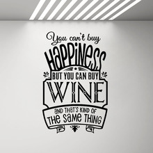 Pub Cafe Sign Poster Wall Stickers You Can't Buy Happiness But You Can Buy Wine Wall Decal Quote Home Decor Kitchen Bedroom G293 2024 - buy cheap