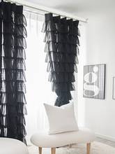 Modern Fashion Cupcake Layer Curtains Korean Black White Lace Sheer Curtain for Living Room Girls Room Romantic Ruffles Cortinas 2024 - buy cheap
