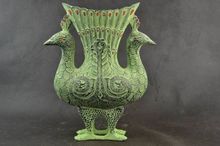 Elaborar a cultura Chinesa Antiga Decorado Wonderful Handwork Bronze Vaso Pavão 2024 - compre barato