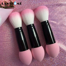 Pincel de blush em nylon., ferramenta cosmética de metal com esponja para blush e maquiagem em duas pontas. cor rosa. 2024 - compre barato