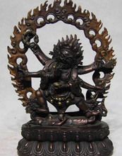 bi001702  Tibet Buddhism Temple Red Bronze Copper Six arms Mahakala Buddha God Statue 2024 - buy cheap