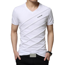 2019 Summer T Shirt Men Casual V-neck Short Sleeve Striped T-shirt Mens Cotton Tee Shirts Fitness Slim Fit Camiseta Tops Tshirt 2024 - buy cheap