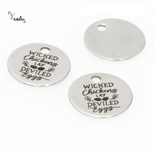 10pcs/lot Farm charm Wicked Chickens Lay Deviled Eggs Stainless steel message Charm pendant 20mm 2024 - buy cheap