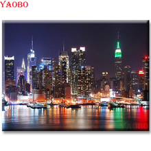 Pintura de diamantes 5D diy, punto de cruz del paisaje nocturno de la ciudad de Nueva York, bordado de diamantes, cuentas de mosaico, imagen 3d, taladro redondo cuadrado completo 2024 - compra barato