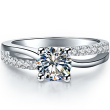 Обручальное кольцо для женщин, белое золото 1 карат, двухстороннее, с бриллиантом, гарантийное кольцо 2024 - купить недорого
