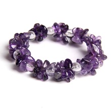 100% Natural Purple Amethyst Clear Quartz Stone Bead Crystal Reiki Healing Energy Bracelet Handmade 1pc 2024 - buy cheap