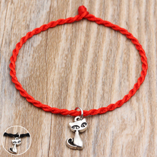 Pulseira charmosa de gato pequeno, bracelete de corda vermelha artesanal para mulheres e homens, joias para casal 2024 - compre barato
