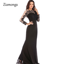 Ziamonga Elegant Christmas Party Dress Women 2019 Sexy O-Neck Lace Dress Long Bandage Evening Party Dress Female Maxi Vestidos 2024 - buy cheap