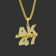 Ожерелье с подвеской в виде пистолета AK47, массивное ювелирное изделие в стиле хип-хоп, Стразы золотого и серебряного цвета, длинная цепочка, 2019 2024 - купить недорого
