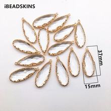 ¡Nueva llegada! Abalorio de cobre con forma de gota de cristal para pendientes, accesorios para pendientes, piezas para pendientes, joyería DIY, 37x15mm, 20 piezas 2024 - compra barato