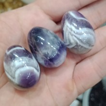 DHXYZB 3pcs Natural dream amethyst stone egg shape rock Quartz stone Crystal Mineral amethyst reiki Healing for home Decor 30mm 2024 - buy cheap
