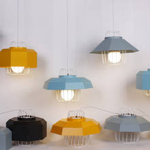 Nordic Vintage Loft Creative Designer Origami Iron Led E27 Pendant Light For Dining Room Living Room Bar 4 Colors Lamps 1907 2024 - buy cheap