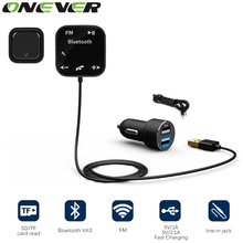 Onever-kit transmissor fm com mp3 player e bluetooth para carro, base magnética, mãos livres, carregador usb duplo, modulador fm, para iphone 2024 - compre barato