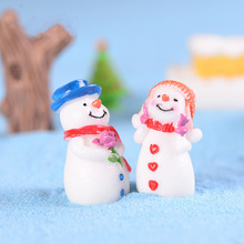 Lover Snowman Miniature figurine Mini Christmas Figures home decoration kawaii DIY Fairy Garden ornaments Resin craft kids toys 2024 - buy cheap