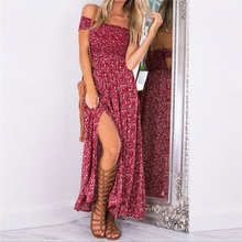 2016 Summer Women Strapless Floral Dress Sexy Slash Neck Off Shoulder Backless Slit Maxi Dress Lady Split Side Long Print Dress 2024 - buy cheap