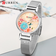 Curren-relógio de pulso feminino, relógio de quartzo com pulseira de malha em aço inoxidável, à prova d'água 2024 - compre barato