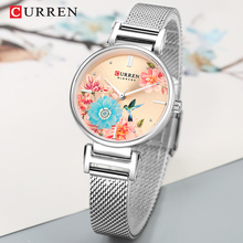 CURREN-Reloj de pulsera de cuarzo para mujer, accesorio de pulsera resistente al agua con esfera única, correa de malla de acero inoxidable, elegante, femenino 2024 - compra barato