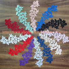 Factory price!! 10Pairs/ 20Pcs 18Colors New Arrival Lace Applique Flower Sewing Trims Wedding Decoration 25X8.5CM BD0258 2024 - buy cheap