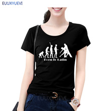 2021 для женщин футболки Born To Латинской Эволюция танцевальная футболка на лето с коротким рукавом Хлопковая женская футболка женская одежда EUU-012 2024 - купить недорого
