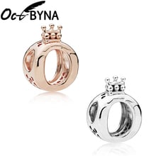 Octbyna Authentic Silver Color Rose Gold Crown Charm Fits Pandora Bracelets Necklace Crystal Pendant Charm DIY Jewelry Making 2024 - buy cheap